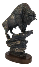 Large 20"H North American Grassland Plains Bison Buffalo On Rocky Slope Statue