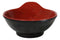 Pack Of 6 Red And Black Melamine Small Soup Salad Rice Bowls With Handle 5"L