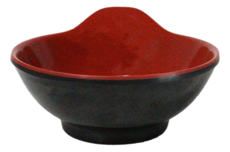 Pack Of 6 Red And Black Melamine Small Soup Salad Rice Bowls With Handle 5"L