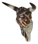 Western Marine Patriotic US Flag American Bald Eagle Cow Skull Wall Decor