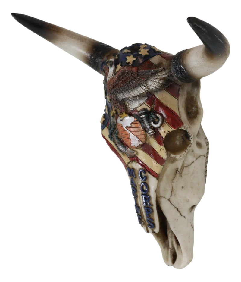 Western Marine Patriotic US Flag American Bald Eagle Cow Skull Wall Decor