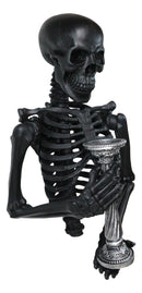 De Mortuis Hallow Impaled Grinning Bone Skeleton Wall Candleholder Sculpture 18"