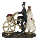 Wedding Skeletons Bride And Groom Riding Skeletal Bones Roses Bicycle Figurine