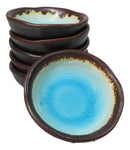 Set Of 6 Blue Sky Aozora Kannyu Ceramic Wavy Round Condiment Sauce Dishes 3oz