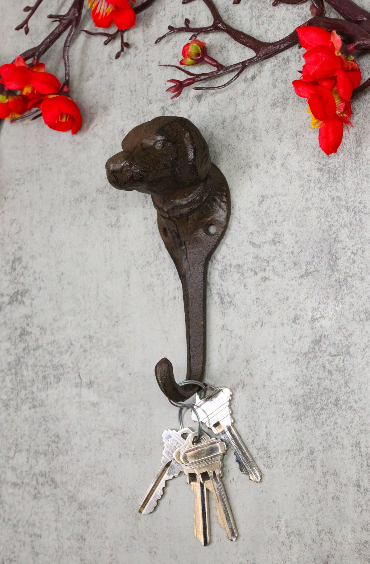 Pack Of 2 Cast Iron Rustic Canine Pet Pal Dog Wall Coat Keys Hook Sculptures