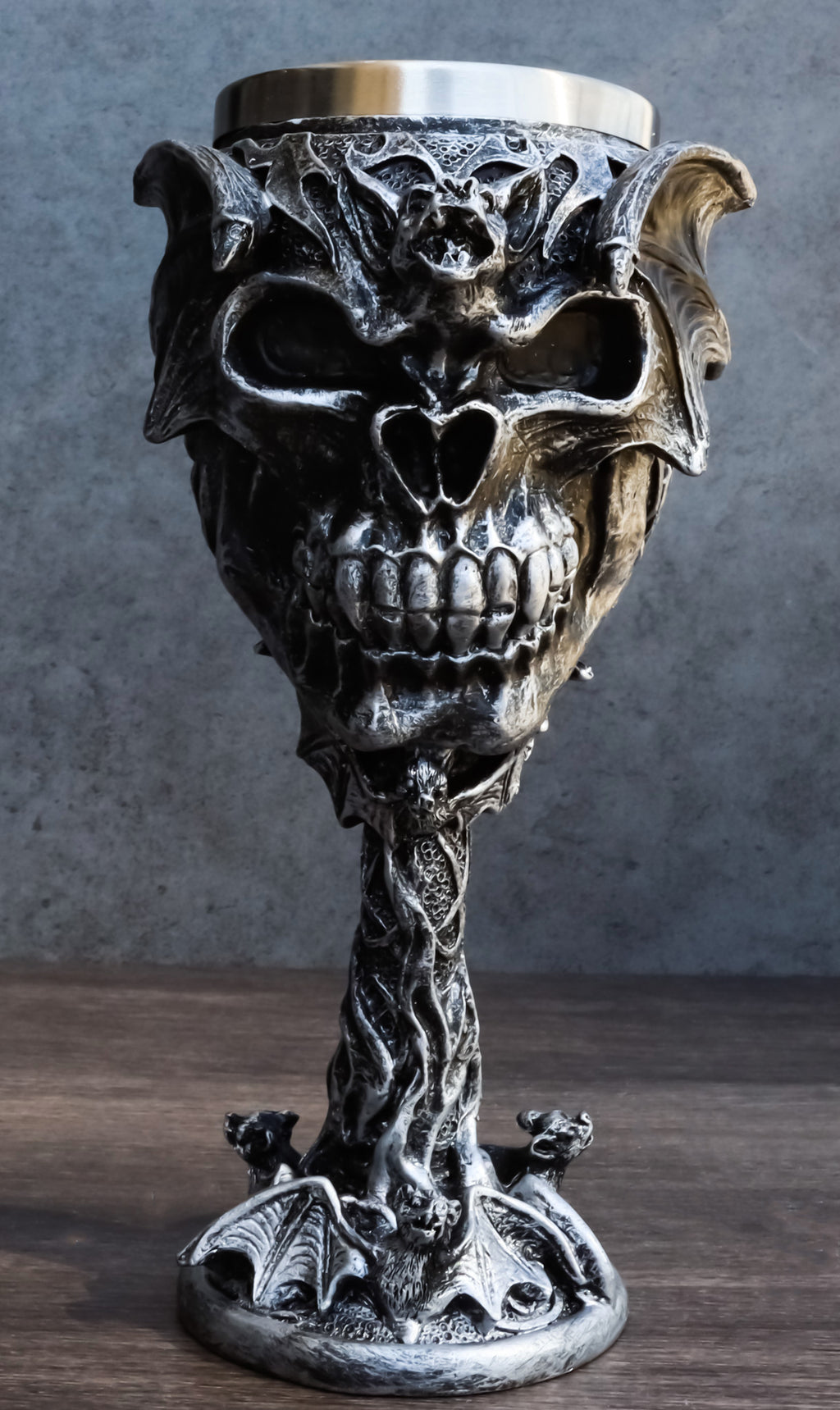 Gothic Vampire Bat Skull With Bats Cave Tower And Celtic Knotwork Wine ...