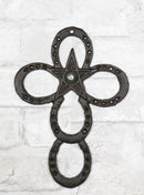 Set Of 2 Cast Iron Rustic Western Horseshoes And Lone Star Christian Wall Cross