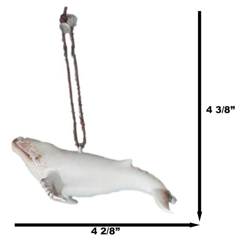 Set Of 6 Antique White Humpback Whales Ocean Marine Wall Decor Tree Ornaments