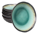 Pack Of 6 Crackle Green Midori Kannyu Round Flair Deep Plates Shallow Bowls 15oz