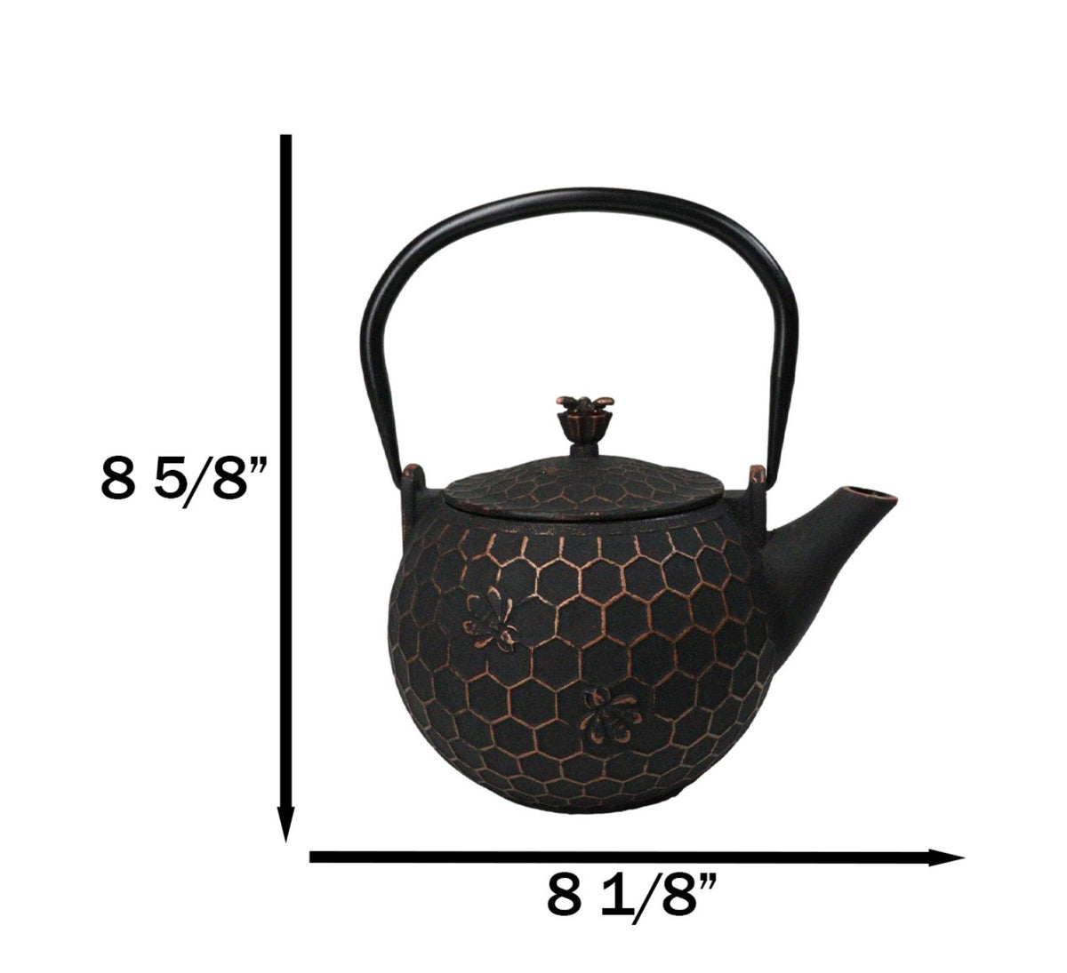 Bronze Bees With Honeycomb Design Large Cast Iron Tetsubin Teapot 60oz Tea Pot