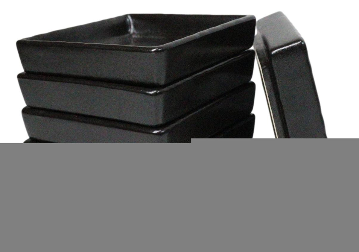 Set Of 6 Kokuyo Black Minimalist Ceramic Square Condiment Sauce Dishes 2oz