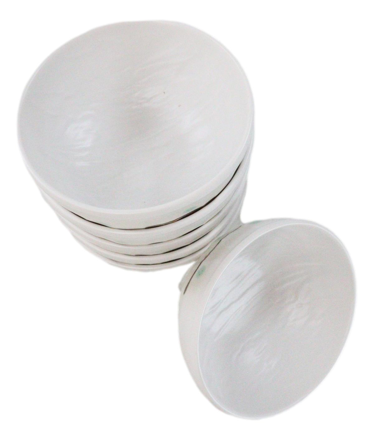 Set of 6 Contemporary Yukino Hana Snow Melamine Round Rice Miso Soup Bowls 10oz