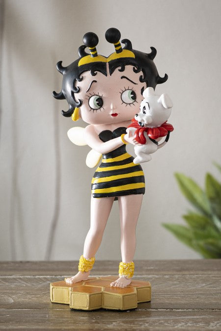 Honey Bee Bumblebee Betty Boop With Pudgy Dog Red Ribbon Novelty Figurine