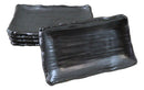 Pack Of 5 Black Tetsu Kesho Ceramic Collection Rectangular Wavy Sushi Plates
