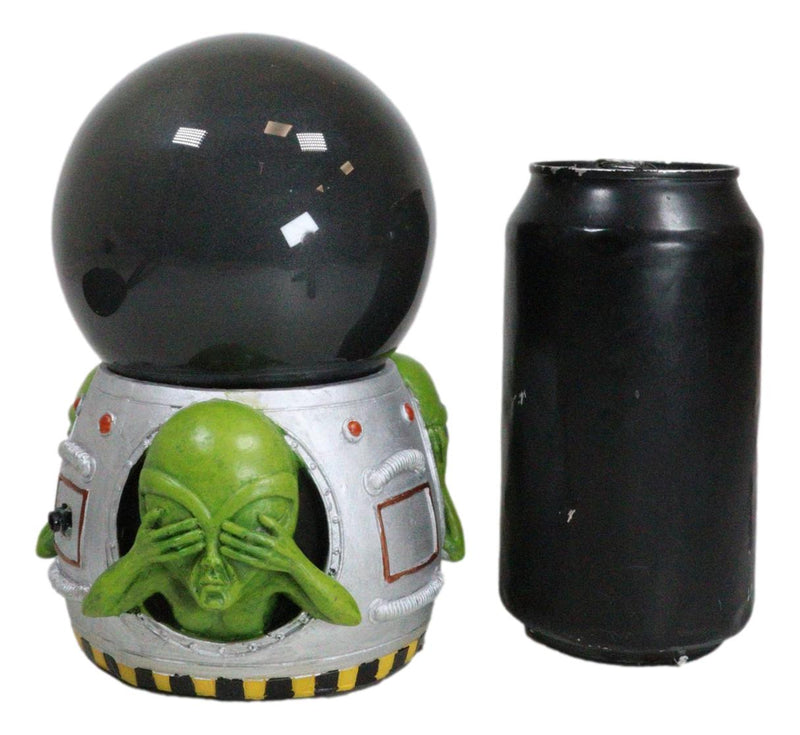 UFO Spaceship Green Roswell Aliens See Hear Speak No Evil Sandstorm Ball Decor