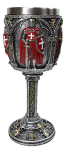 Medieval Swordsman Red Templar Crusader Knight Suit of Armor Wine Goblet