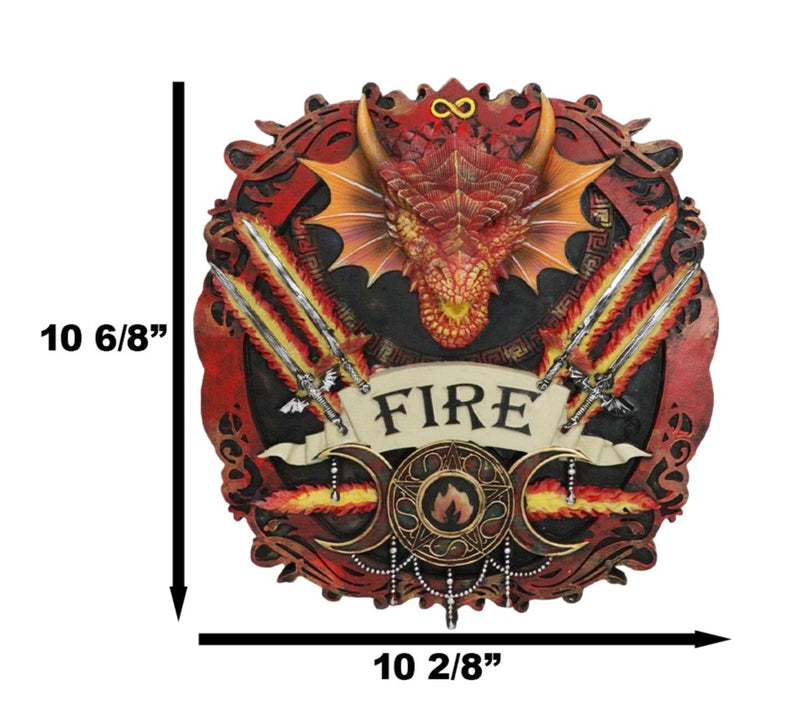 Elemental Fire Nation Dragon With Flaming Swords Triple Moon Symbol Wall Decor