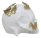 Metamorphosis Golden Butterflies On White Skull Halves Figurine Bookends Set
