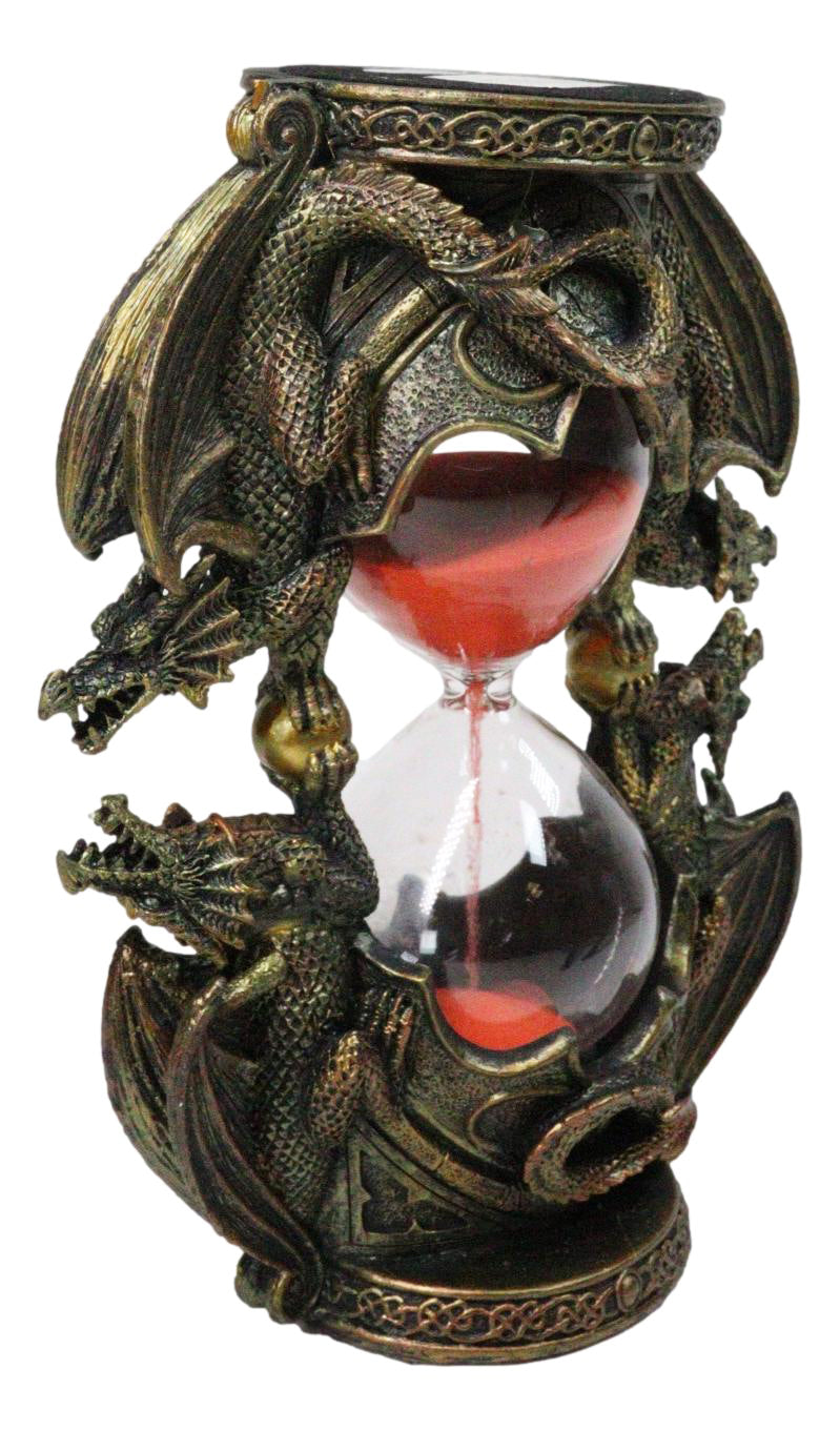 Ebros Gift Hour of the Dragon 4 Crypt Dragons Sand Timer Red Sand, Faux Bronze