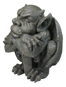Set of 2 Gothic Notre Dame Gargoyle Shield And Sword Bearer Chimera Figurines