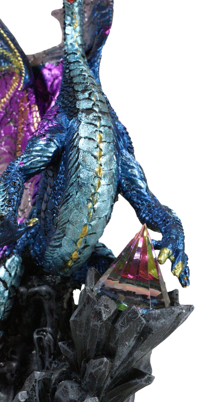 Dream Weaver Night Blue Purple Dragon On Rock Steppes With Glass Pyramid Statue