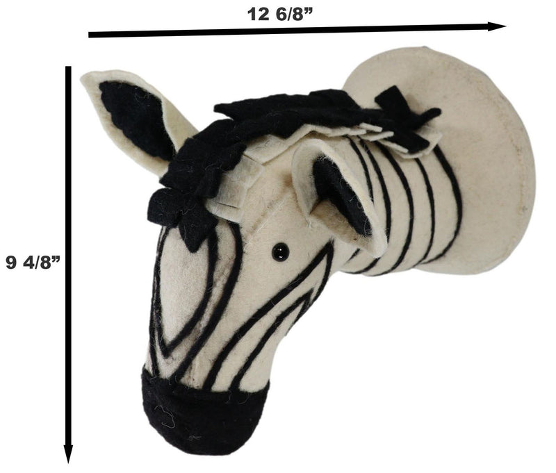 Adorable Animal Safari Zebra Horse Head Whimsical Soft Plush Doll Wall Decor