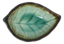 Pack Of 6 Green Midori Kannyu Ceramic Leaf Shaped Sauce Condiment Dishes 2oz