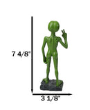 UFO Space Ship Green ET Roswell Alien I Come in Peace with Hand Sign Figurine