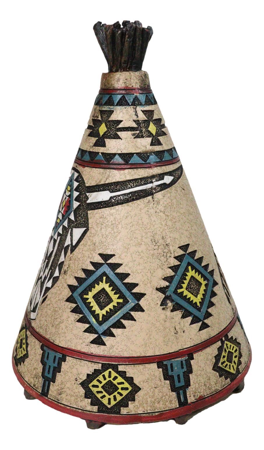 Rustic Southwestern Indian Teepee Hut With Aztec Cow Skull Money Coin Piggy Bank