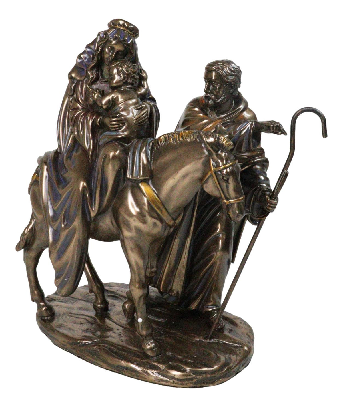 Flight to Egypt Holy Family Mary Joseph and Jesus On Donkey Figurine 9"H