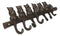 Cast Iron Rustic Abstract Feline Cats With Playful Tails 7 Pegs Wall Hooks Decor
