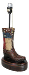 Western Floral Tooled Leather Texas State Flag Cowboy Boot Desktop Table Lamp
