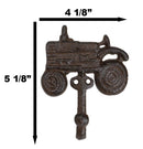 Pack of 2 Rustic Western Farm Tractor Cast Iron Metal Wall Hook Sculptures