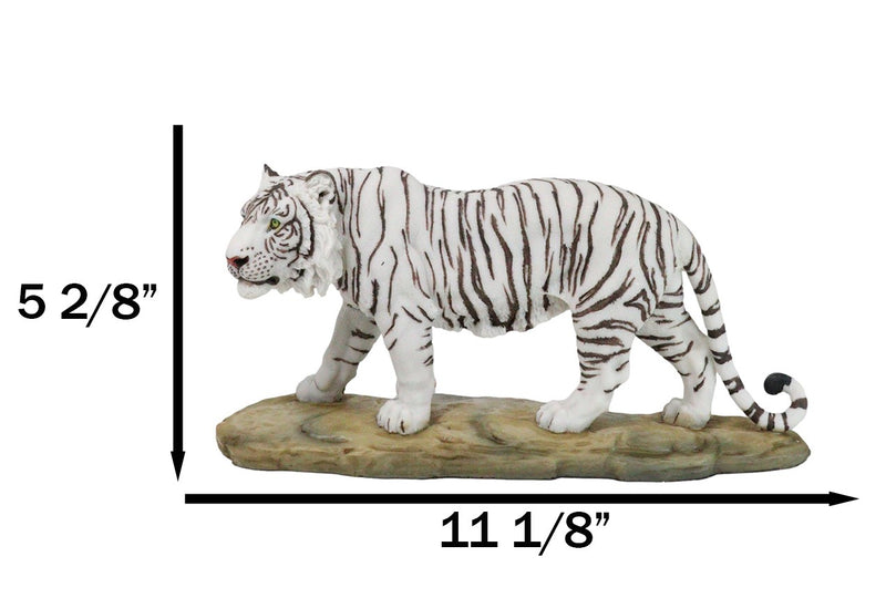Prowling Fierce Leucistic Winter White Bengal Tiger Figurine 11.25" L