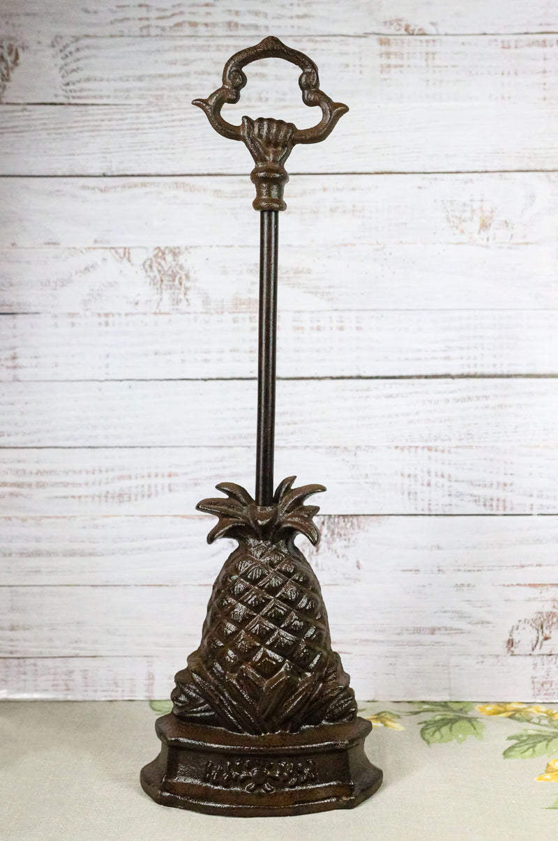 Rustic Cast Iron Tropical Pineapple Door Stop Or Porter With Long Handle