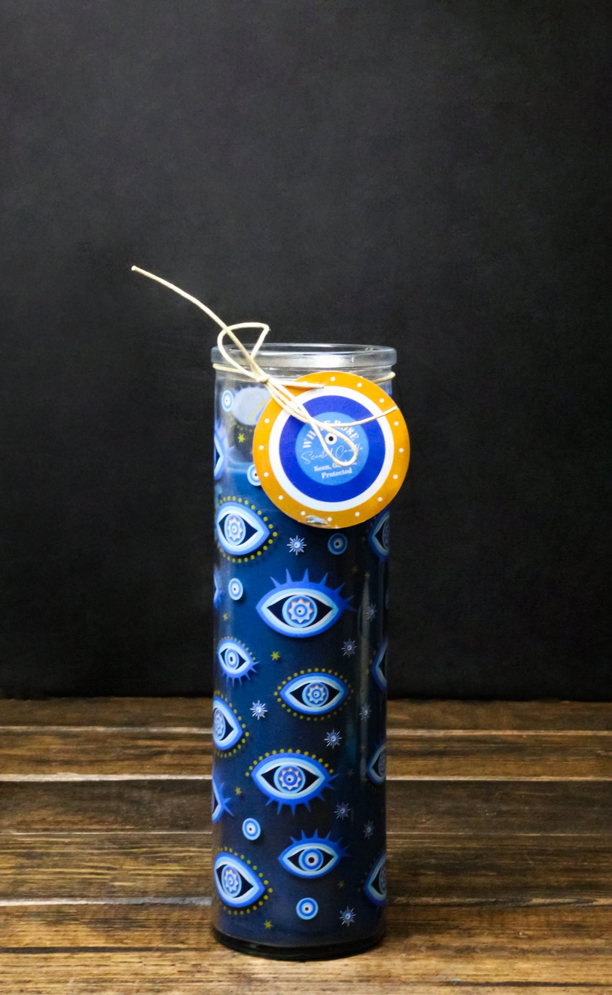 Ebros Wicca All Seeing Eye White Rose Scented Candle in Glass Tube 8.25 Inch