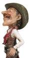 Rustic Western Cartoon Cowboy With Hat Gun Rope Saddle Smoking Cigar Figurine