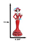 Red Dressed Fashionista Senorita Skeleton Lady Rosa With Blue Handbag Figurine
