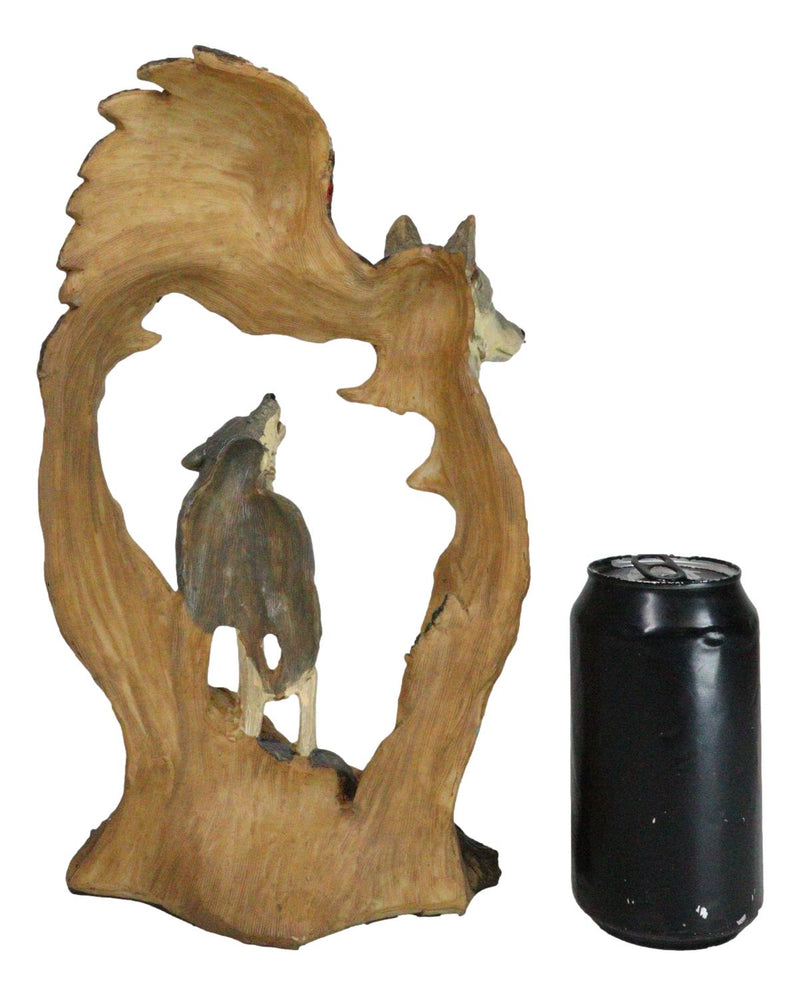 Rustic Howling Wolves And Indian Chief In Headdress Forest Scene Cutout Figurine
