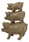 6.5"H Rustic Cast Iron Western Farmhouse Stacked Pigs Piglet Family Figurine