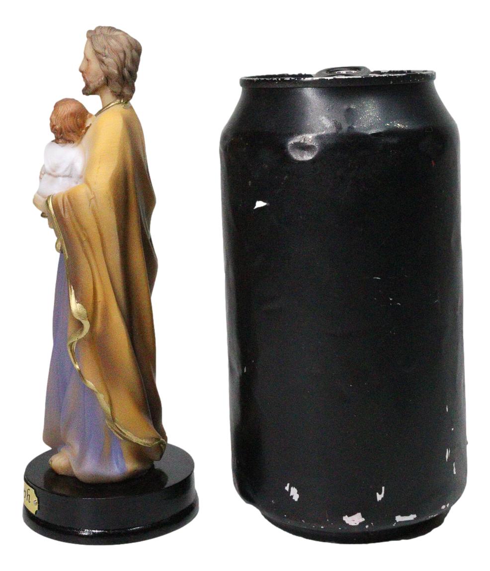 Catholic Saint Joseph With Baby Jesus Figurine Home Seller Kit With Prayer Card - Ebros Gift
