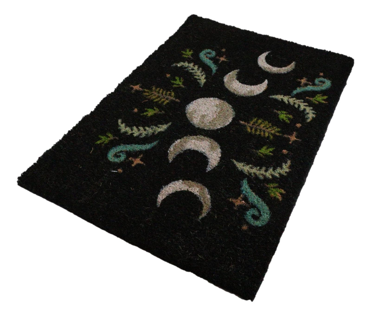 Dark Forest Moon Phase Wiccan Black Coir Coconut Fiber Floor Mat Doormat - Ebros Gift