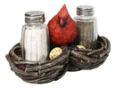 Wildlife Cardinal Nest Salt & Pepper Shaker Holder Red Bird Tabletop Figurine