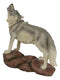 Forest Woodlands Mystical Alpha Gray Wolf Howling to The Moon Figurine 6" L