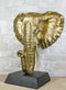 Large 18"H Gold Patina Safari African Bush Elephant Sculpture On Museum Base