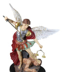 Large Archangel Saint Michael With Judgement Sword Crushing Satan Statue 24"H