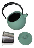 Pastel Green Minimalistic Tilted Round Cast Iron Teapot 28oz Tea Pot With Handle