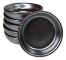 Pack Of 6 Ceramic Tetsu Kesho Black Soy Sauce Oil Condiment Round Dishes Bowls