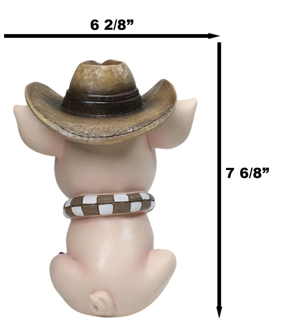 Rustic Western Comical Sitting Pig with Turquoise Cowboy Hat and Scarf Figurine