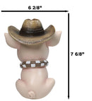 Rustic Western Comical Sitting Pig with Turquoise Cowboy Hat and Scarf Figurine